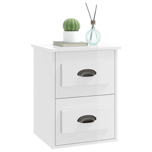 Comodino a Parete Bianco Lucido 41,5x36x53 cm 816396