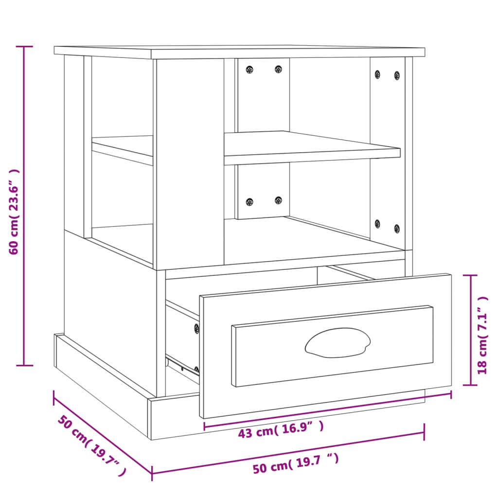 Tavolino Bianco 50x50x60 cm in Legno Multistrato 816408