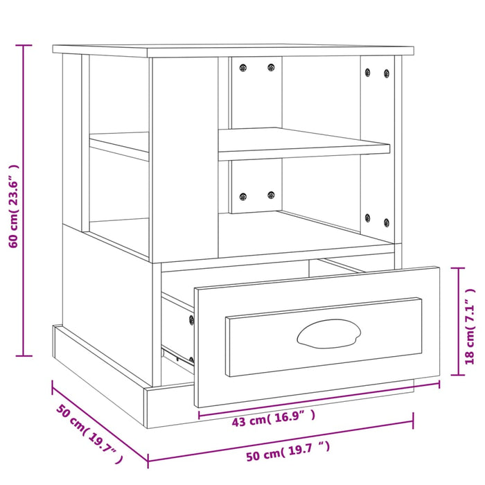 Tavolino Nero 50x50x60 cm in Legno Multistrato 816409