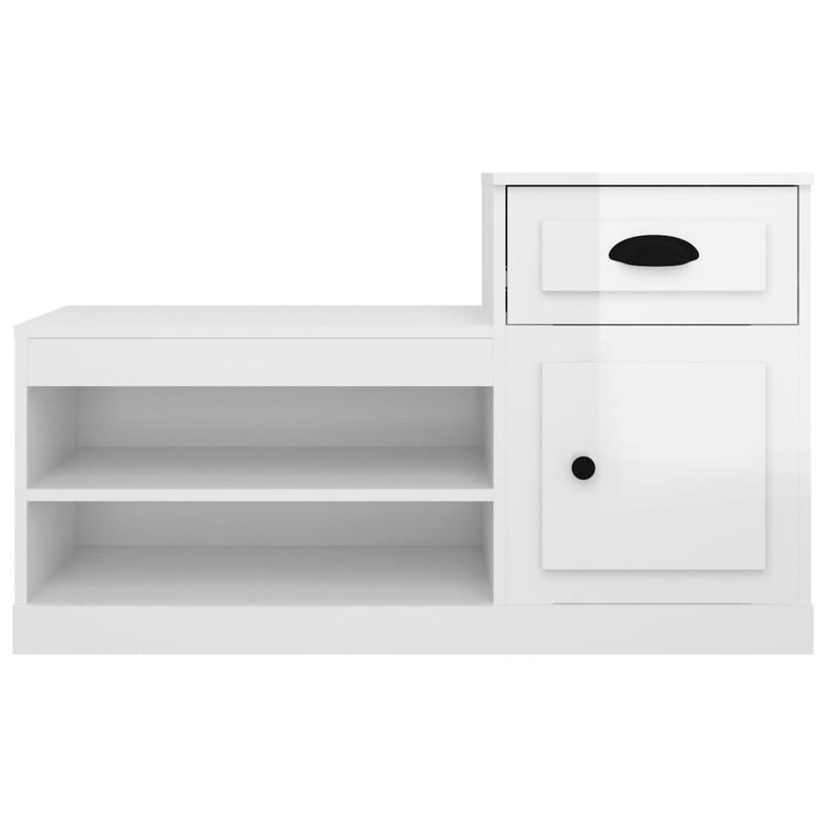 Scarpiera Bianco Lucido 100x42x60 cm in Legno Multistrato 816418