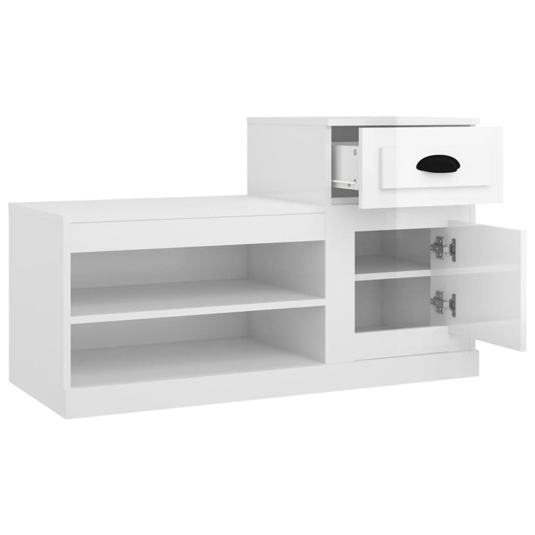 Scarpiera Bianco Lucido 100x42x60 cm in Legno Multistrato 816418