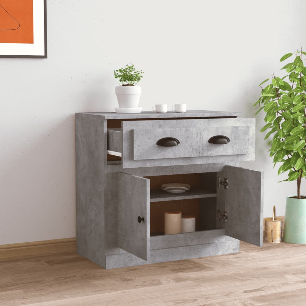 Credenza Grigio Cemento 70x35,5x67,5 cm in Legno Multistrato 816428