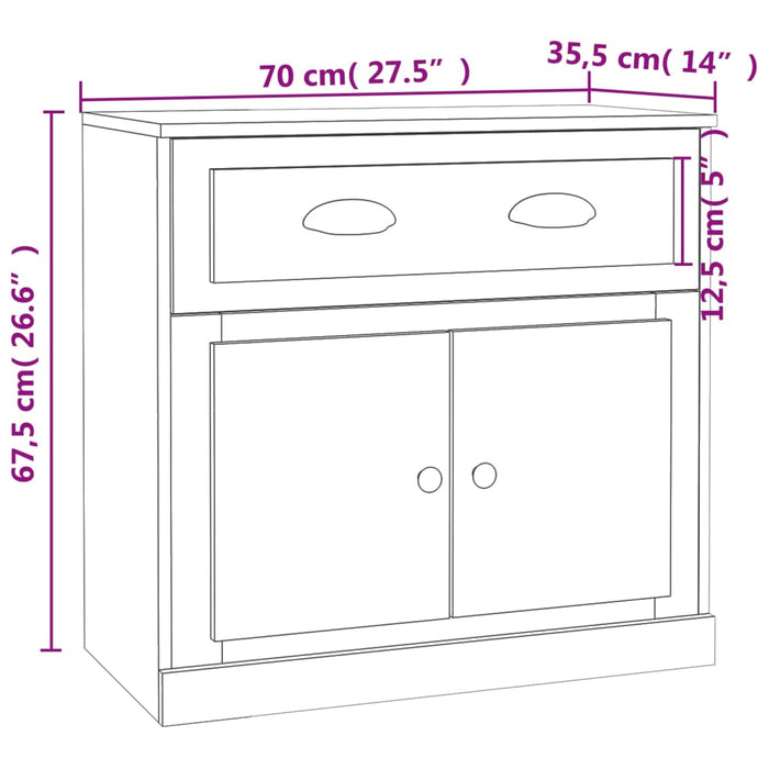 Credenza Grigio Cemento 70x35,5x67,5 cm in Legno Multistrato 816428