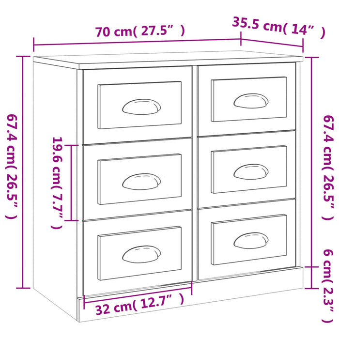 Credenza Bianca 70x35,5x67,5 cm in Legno Multistrato 816432