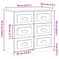 Credenza Nera 70x35,5x67,5 cm in Legno Multistrato 816433