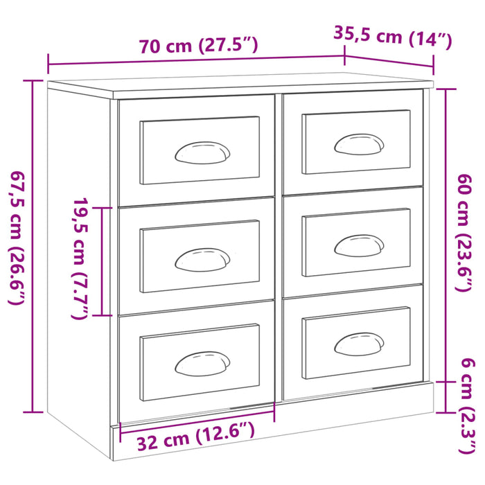 Credenza Nera 70x35,5x67,5 cm in Legno Multistrato 816433