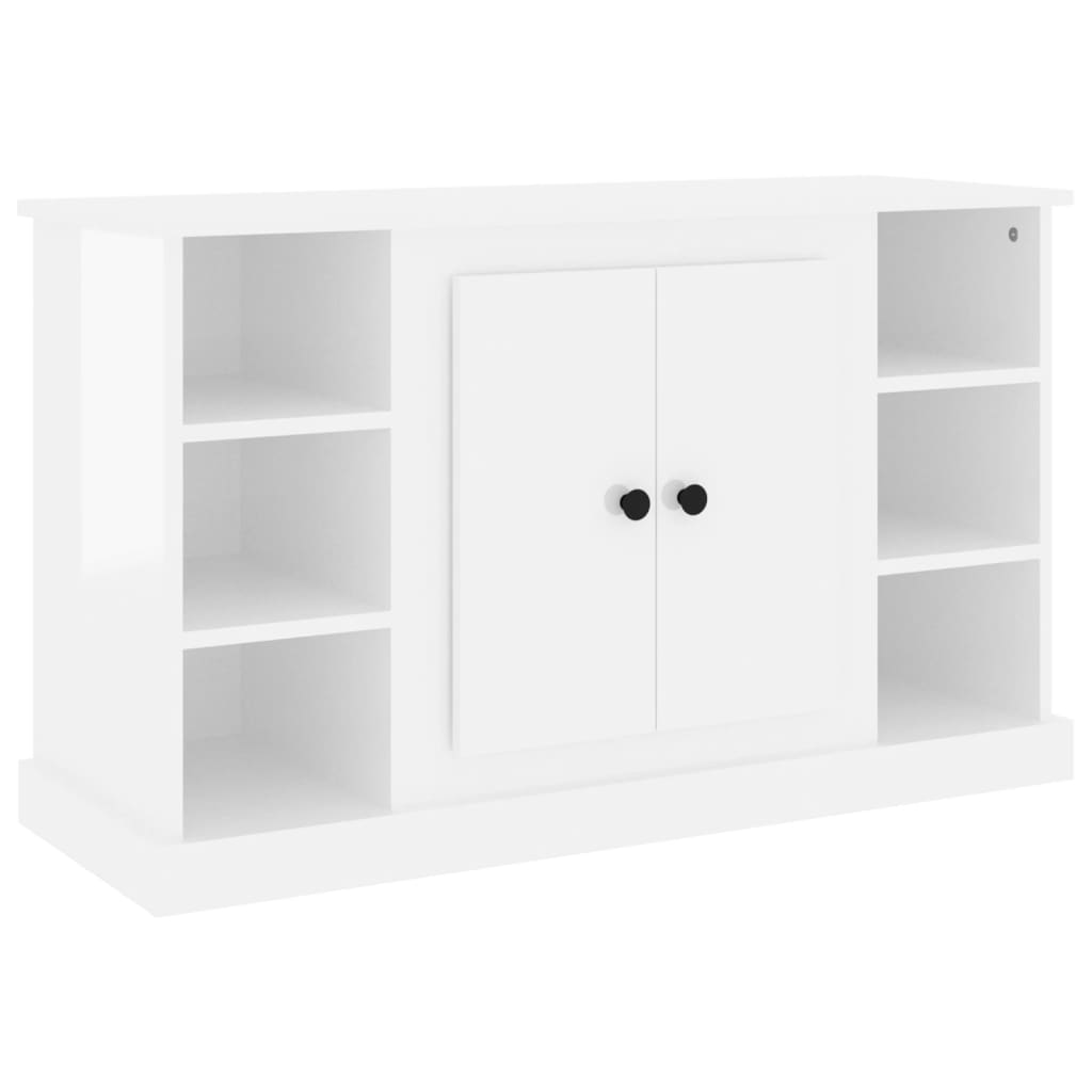 Credenza Bianco Lucido 100x35,5x60 cm in Legno Multistrato 816442