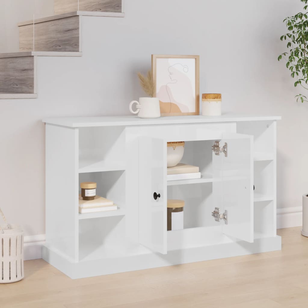 Credenza Bianco Lucido 100x35,5x60 cm in Legno Multistrato 816442