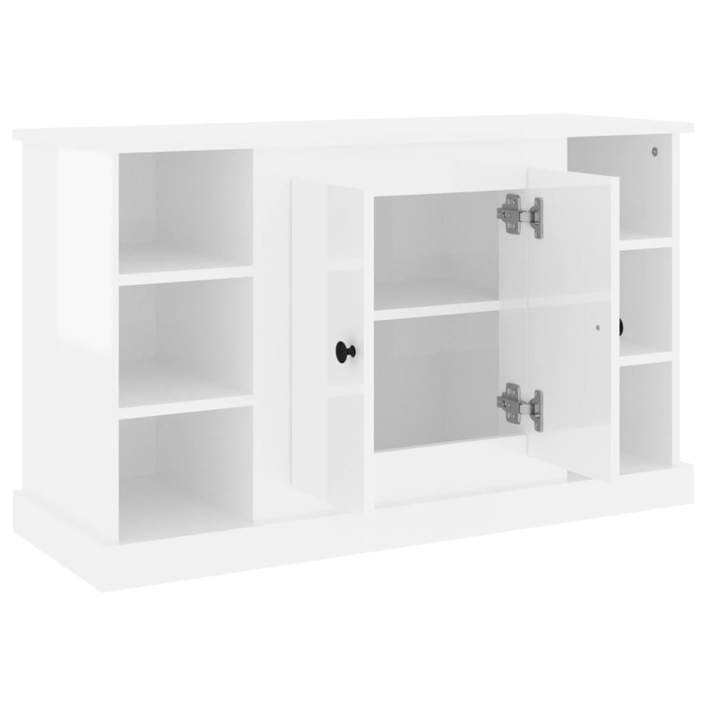 Credenza Bianco Lucido 100x35,5x60 cm in Legno Multistrato 816442