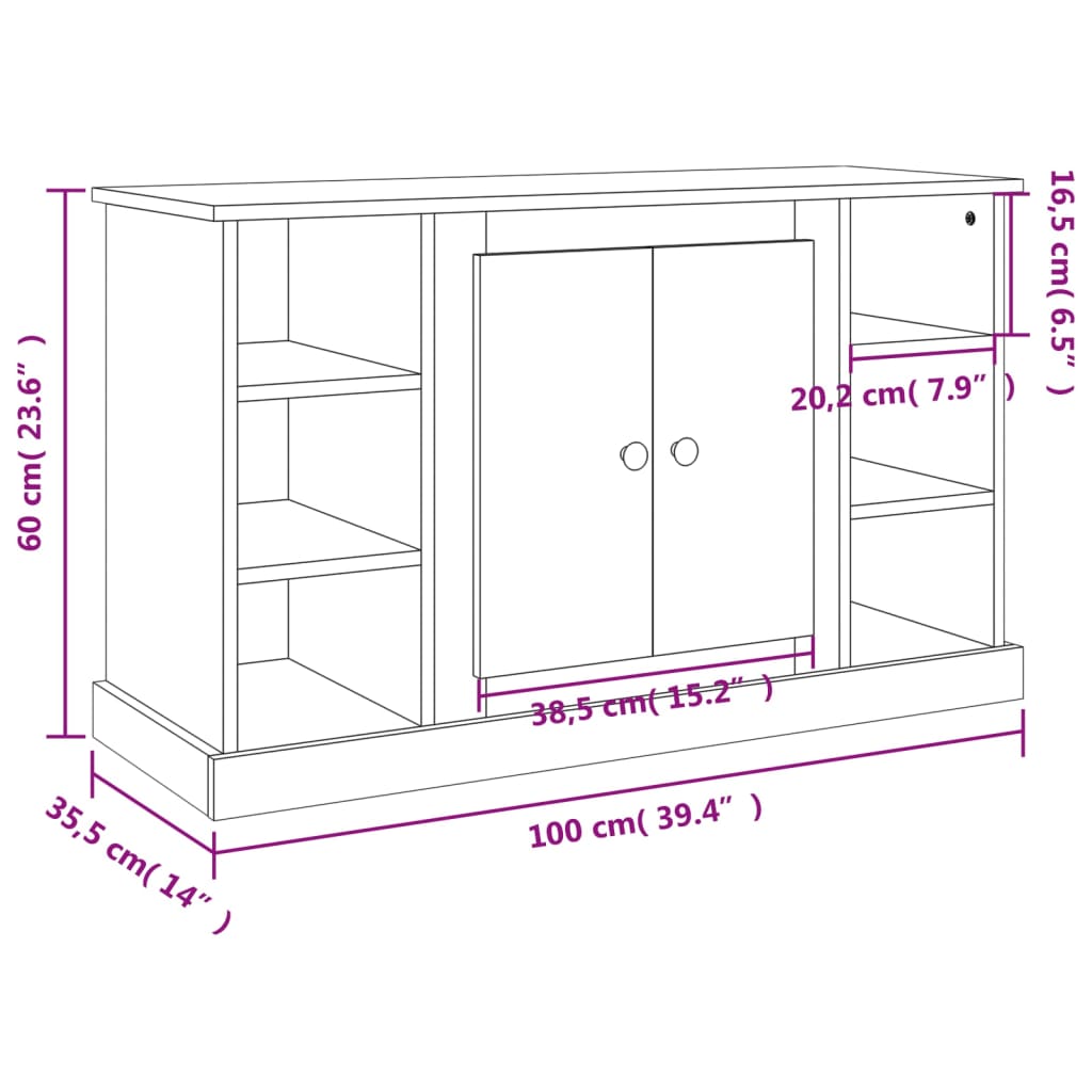 Credenza Bianco Lucido 100x35,5x60 cm in Legno Multistrato 816442