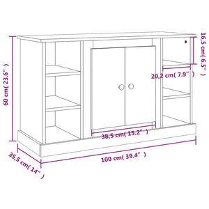 Credenza Bianco Lucido 100x35,5x60 cm in Legno Multistrato 816442