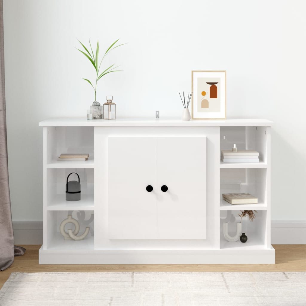 Credenza Bianco Lucido 100x35,5x60 cm in Legno Multistrato 816442