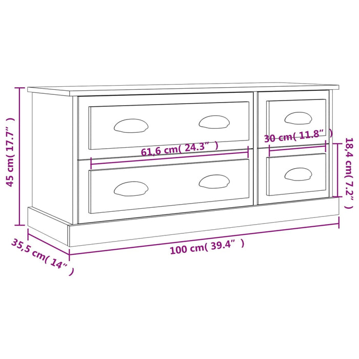 Mobile TV Rovere Fumo 100x35,5x45 cm in Legno Multistrato 816453