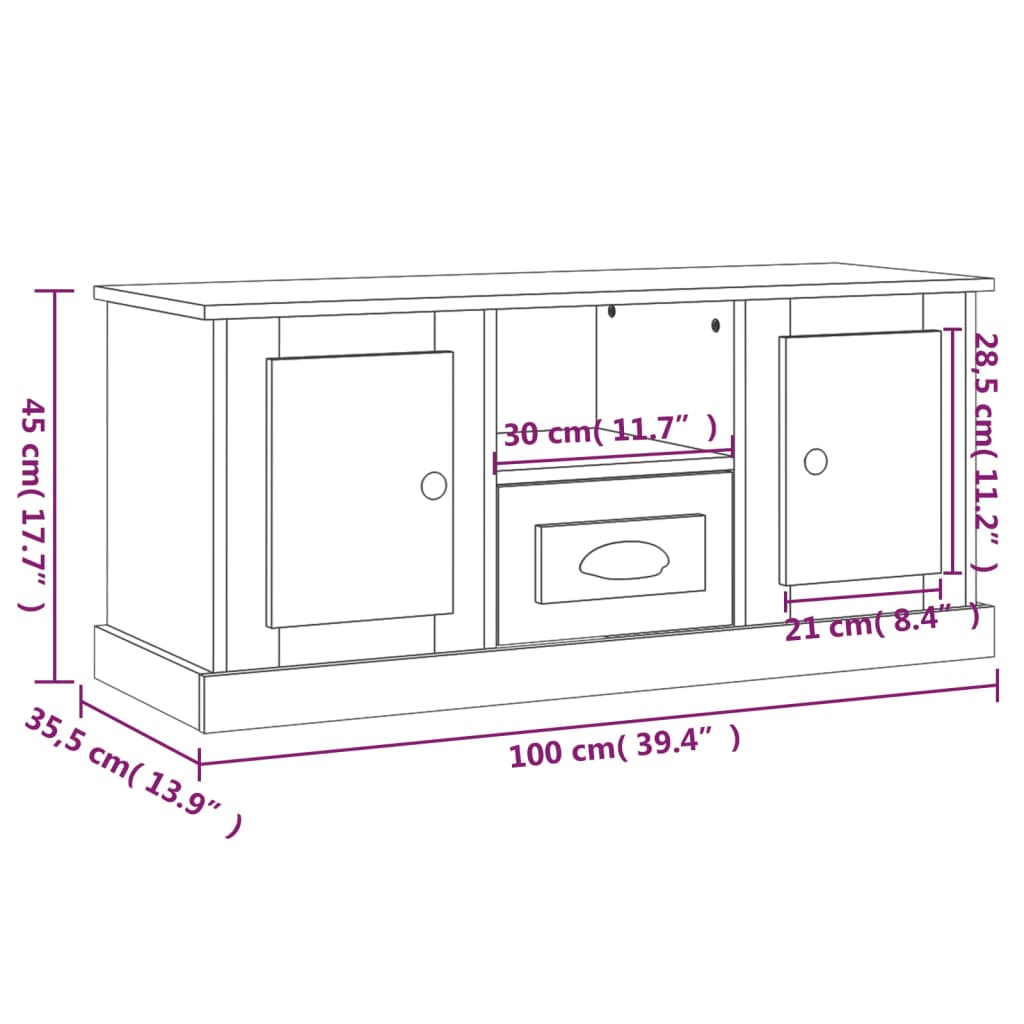 Mobile Porta TV Nero 100x35,5x45 cm in Legno Multistrato 816457