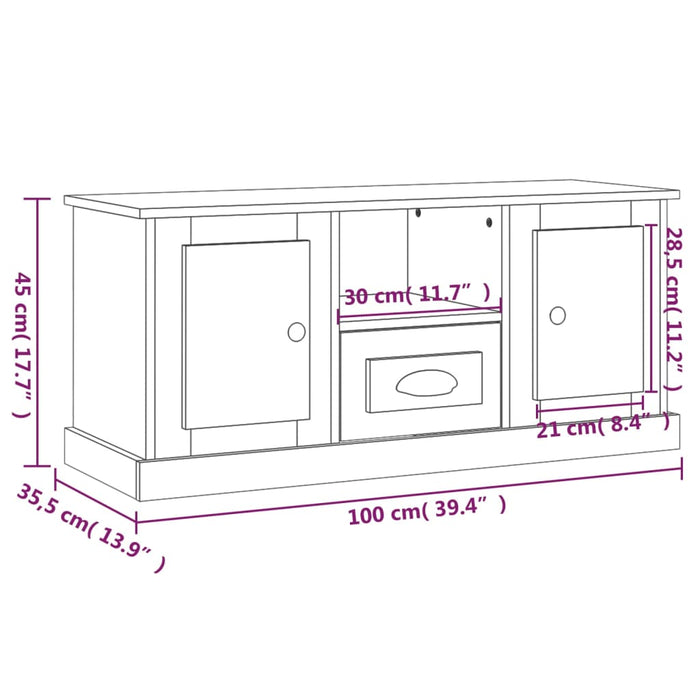 Mobile Porta TV Nero 100x35,5x45 cm in Legno Multistrato 816457