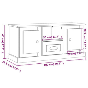 Mobile Porta TV Bianco Lucido 100x35,5x45 cm Legno Multistrato 816458