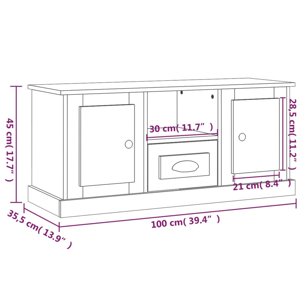 Mobile per TV Rovere Sonoma 100x35,5x45 cm in Legno Multistrato 816459