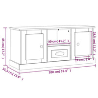 Mobile TV Rovere Fumo 100x35,5x45 cm in Legno Multistrato 816461