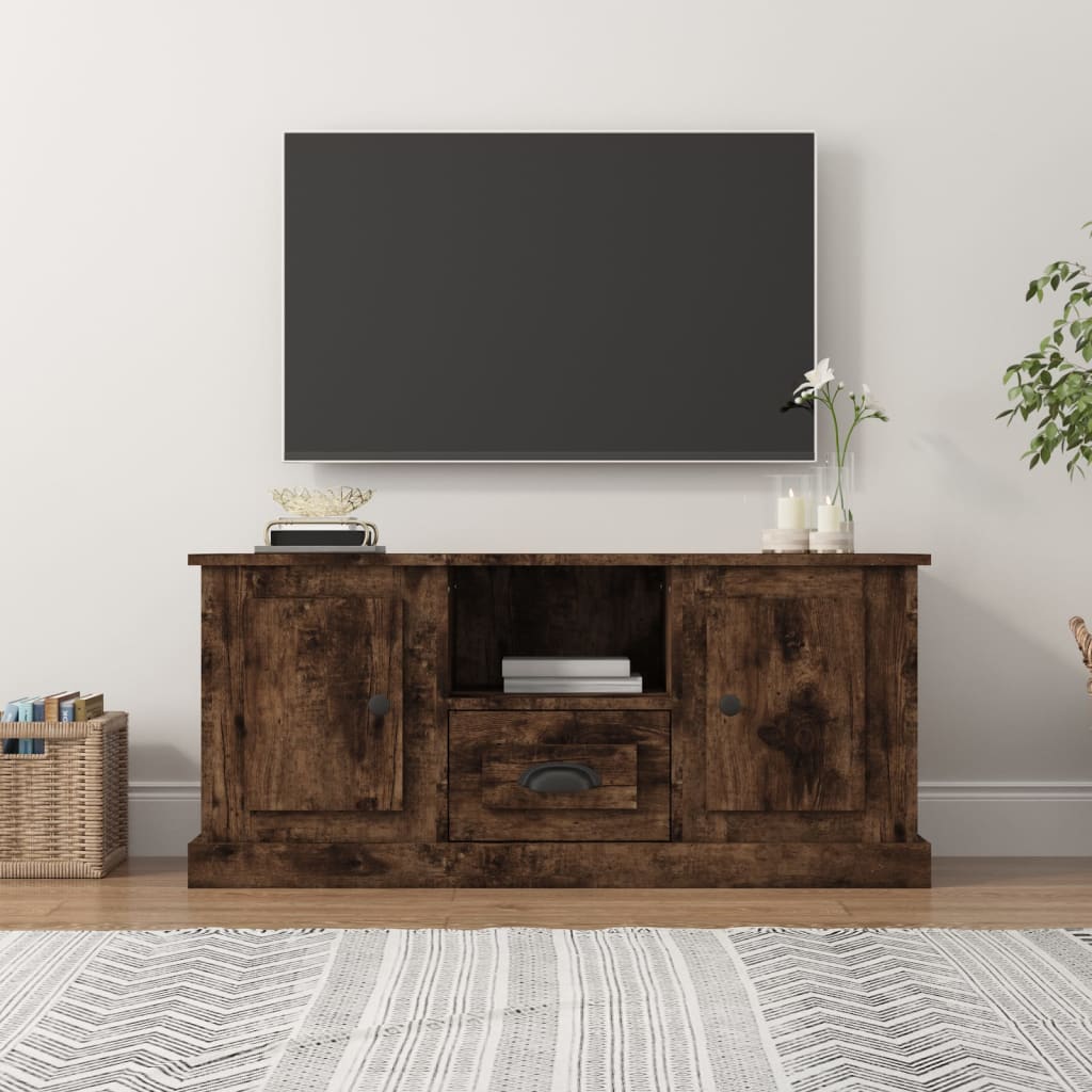 Mobile TV Rovere Fumo 100x35,5x45 cm in Legno Multistrato 816461