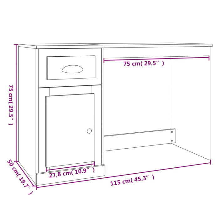 Scrivania con Cassetto Nera 115x50x75 cm in Legno Multistrato 816473