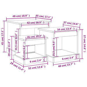 Tavolini Impilabili 3 pz Neri in Legno Multistrato 816489