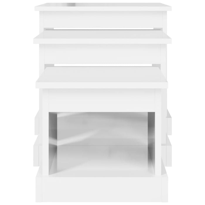 Tavolini da Salotto 3 pz Bianco Lucido in Legno Multistrato 816490