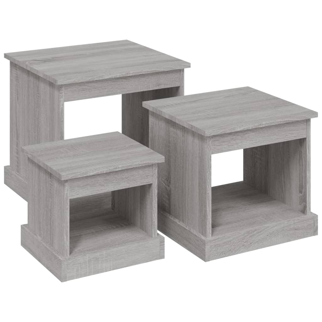 Tavolini Impilabili 3 pz Grigio Sonoma in Legno Multistrato 816494