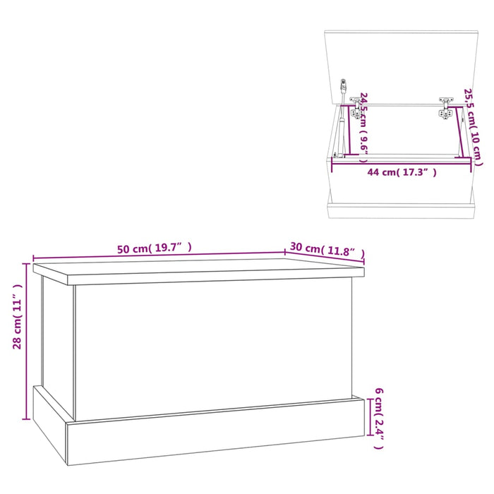 Contenitore Portaoggetti Bianco 50x30x28 cm Legno Multistrato 816496