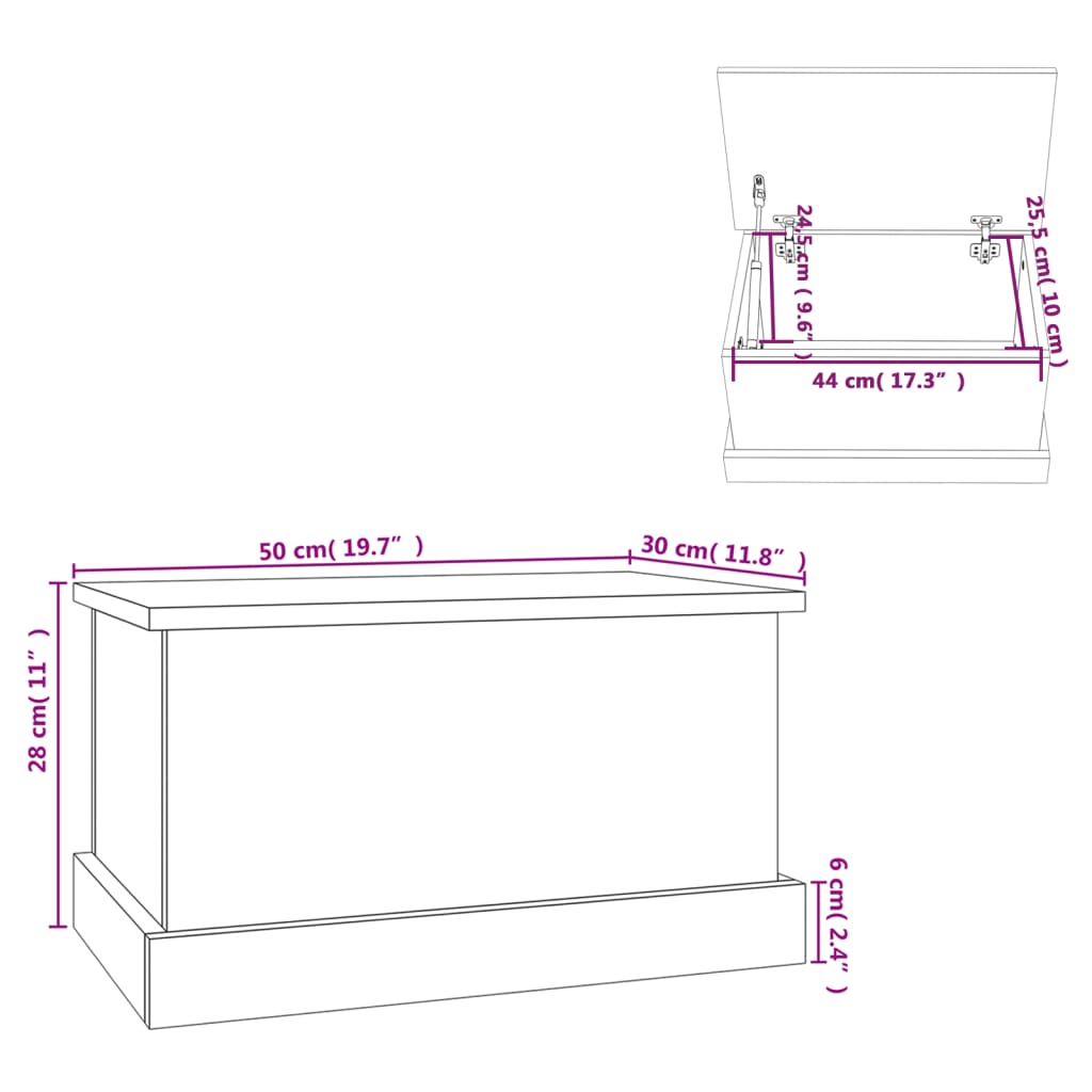 Contenitore Portaoggetti Nero 50x30x28 cm Legno Multistrato 816497