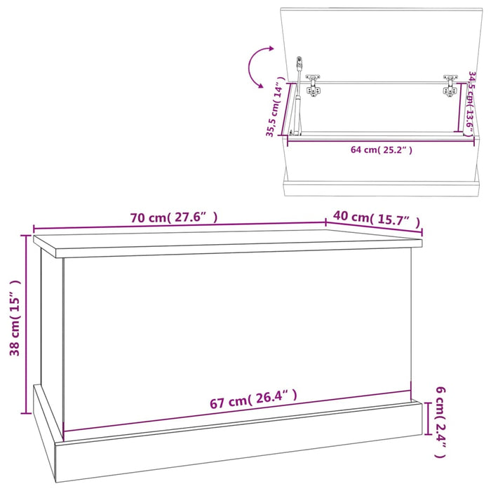 Contenitore Portaoggetti Bianco 70x40x38 cm Legno Multistrato 816504