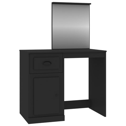 Toeletta con Specchio Nera 90x50x132,5 cm Legno Multistrato 816761