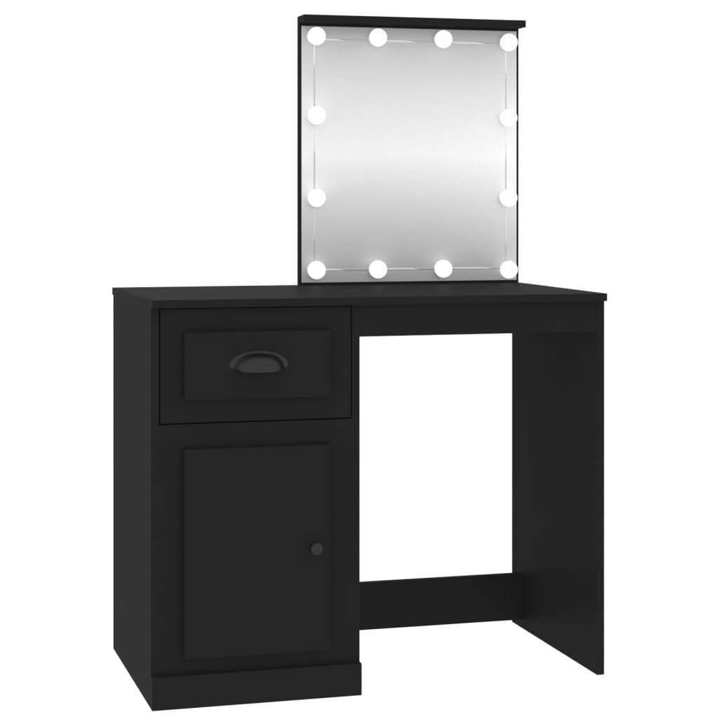 Toeletta con LED Nera 90x50x132,5 cm Legno Multistrato 816769