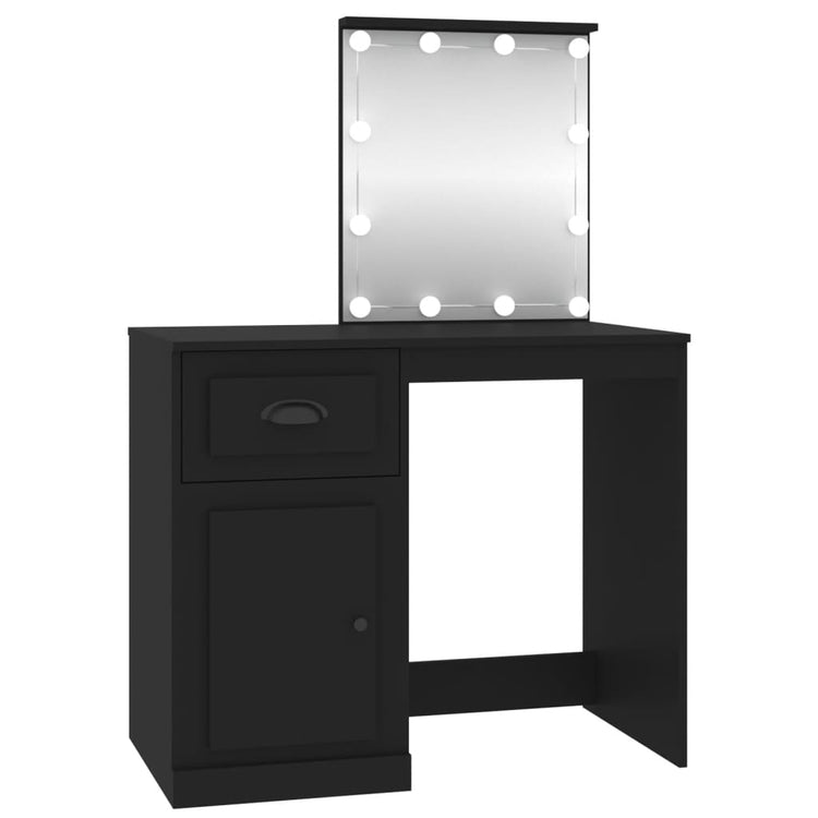 Toeletta con LED Nera 90x50x132,5 cm Legno Multistrato 816769