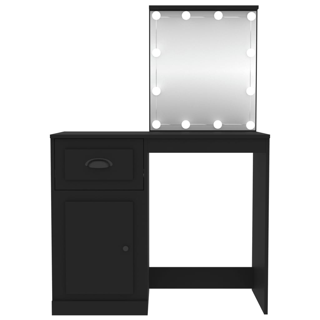 Toeletta con LED Nera 90x50x132,5 cm Legno Multistrato 816769