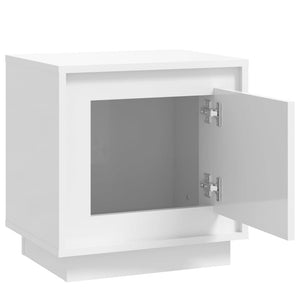 Comodino Bianco Lucido 44x35x45 cm in Legno Multistrato 819840