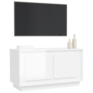 Mobile Porta TV Bianco Lucido 80x35x45 cm in Legno Multistrato 819854