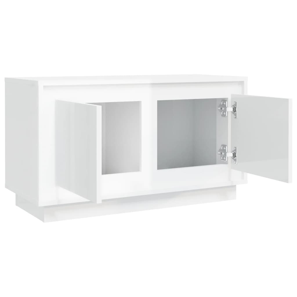 Mobile Porta TV Bianco Lucido 80x35x45 cm in Legno Multistrato 819854