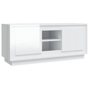 Mobile Porta TV Bianco Lucido 102x35x45 cm in Legno Multistrato 819862