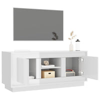 Mobile Porta TV Bianco Lucido 102x35x45 cm in Legno Multistrato 819862