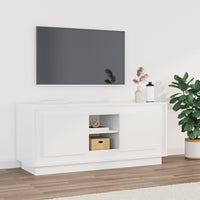 Mobile Porta TV Bianco Lucido 102x35x45 cm in Legno Multistrato 819862