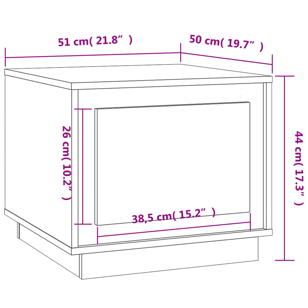 Tavolino da Salotto Bianco 51x50x44 cm in Legno Multistrato 819868