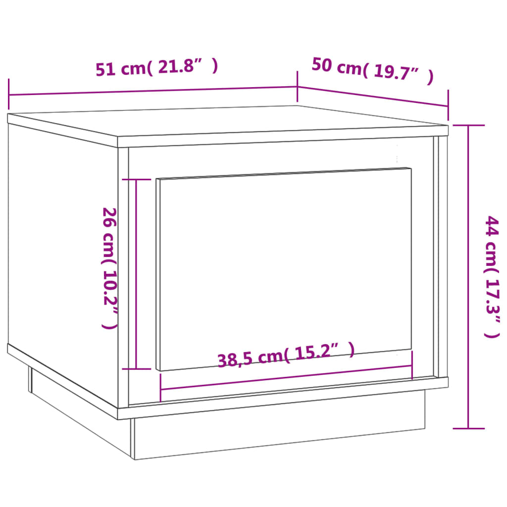 Tavolino da Salotto Bianco Lucido 51x50x44 cm Legno Multistrato 819870