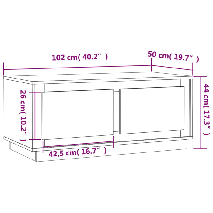 Tavolino da Salotto Bianco 102x50x44 cm in Legno Multistrato 819876