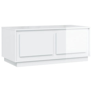 Tavolino da Salotto Bianco Lucido 102x50x44cm Legno Multistrato 819878