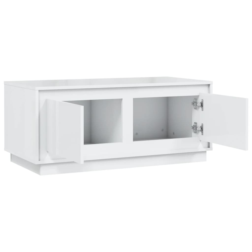 Tavolino da Salotto Bianco Lucido 102x50x44cm Legno Multistrato 819878