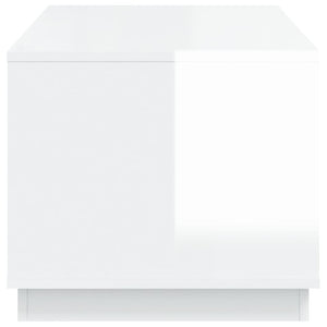 Tavolino da Salotto Bianco Lucido 102x50x44cm Legno Multistrato 819878