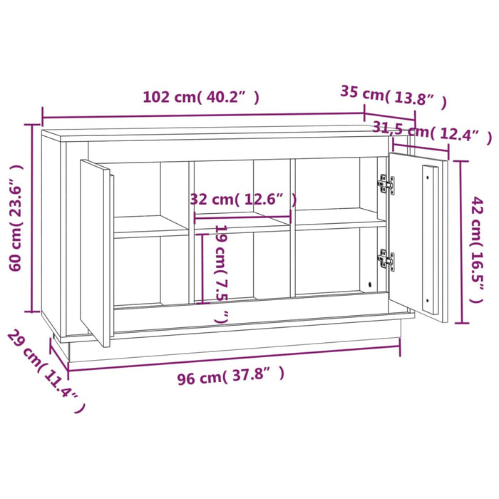 Credenza Bianca 102x35x60 cm in Legno Multistrato 831877