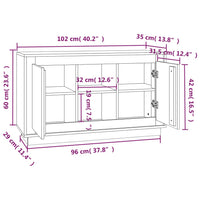 Credenza Bianco Lucido 102x35x60 cm in Legno Multistrato 831879