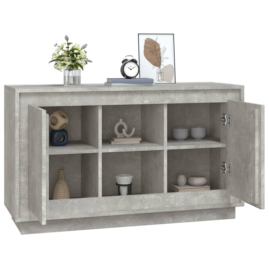 Credenza Grigio Cemento 102x35x60 cm in Legno Multistrato 831881