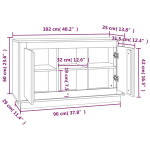 Credenza Grigio Cemento 102x35x60 cm in Legno Multistrato 831881